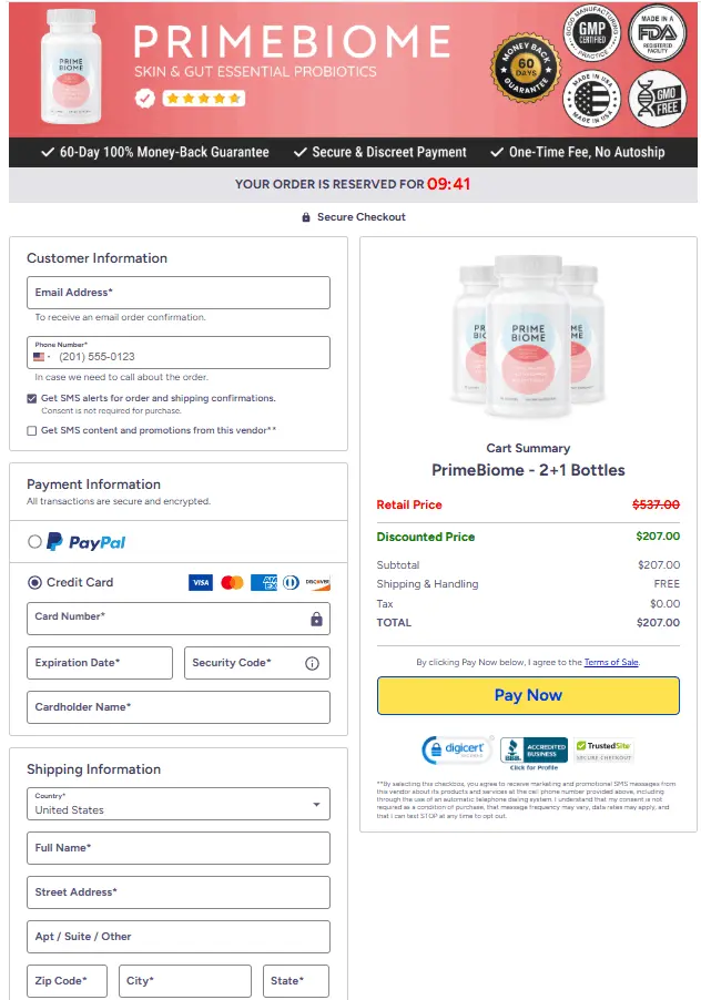 PrimeBiome order page